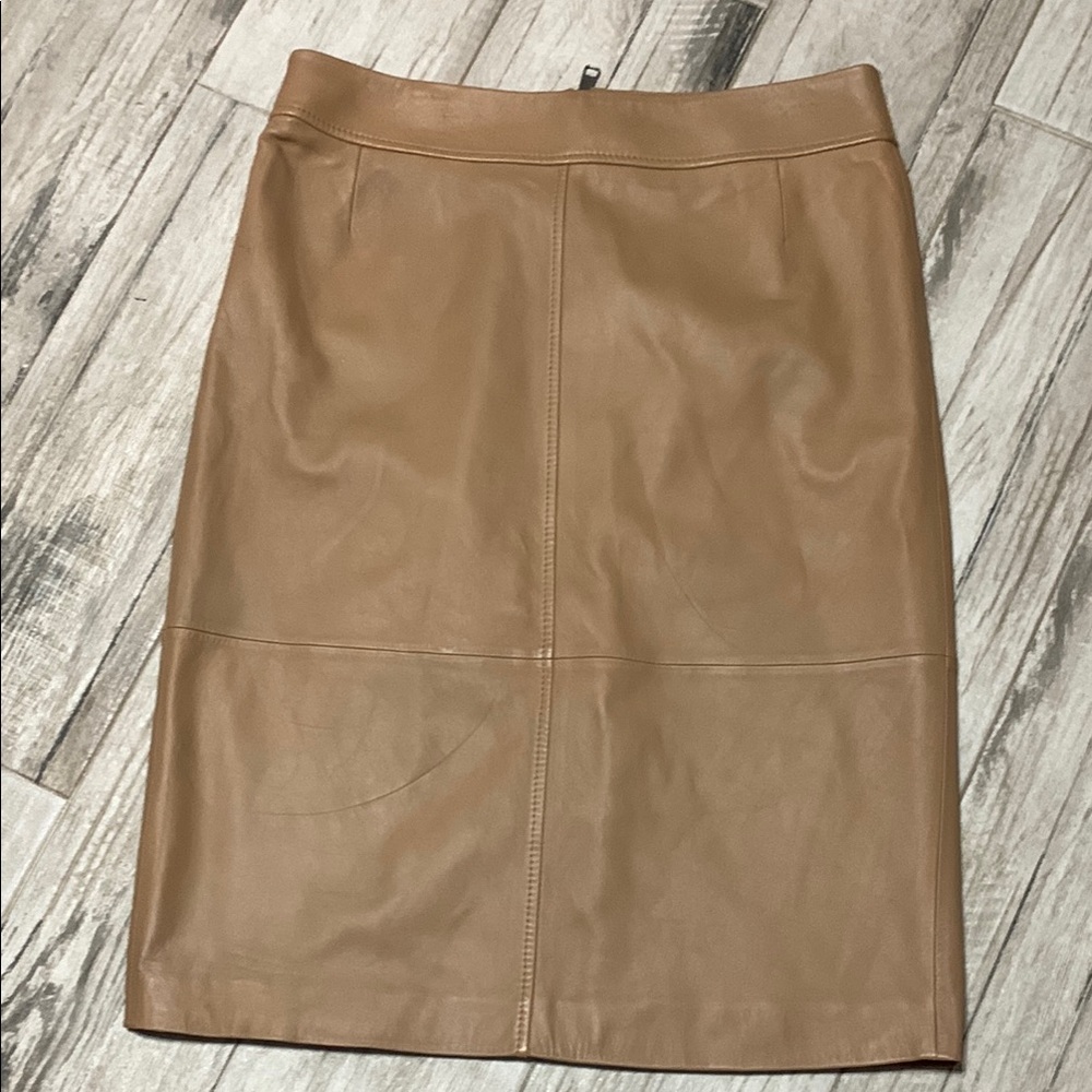 Tan Leather Skirt by Hugo. Leather in excellent condition. Sold out everywhere.